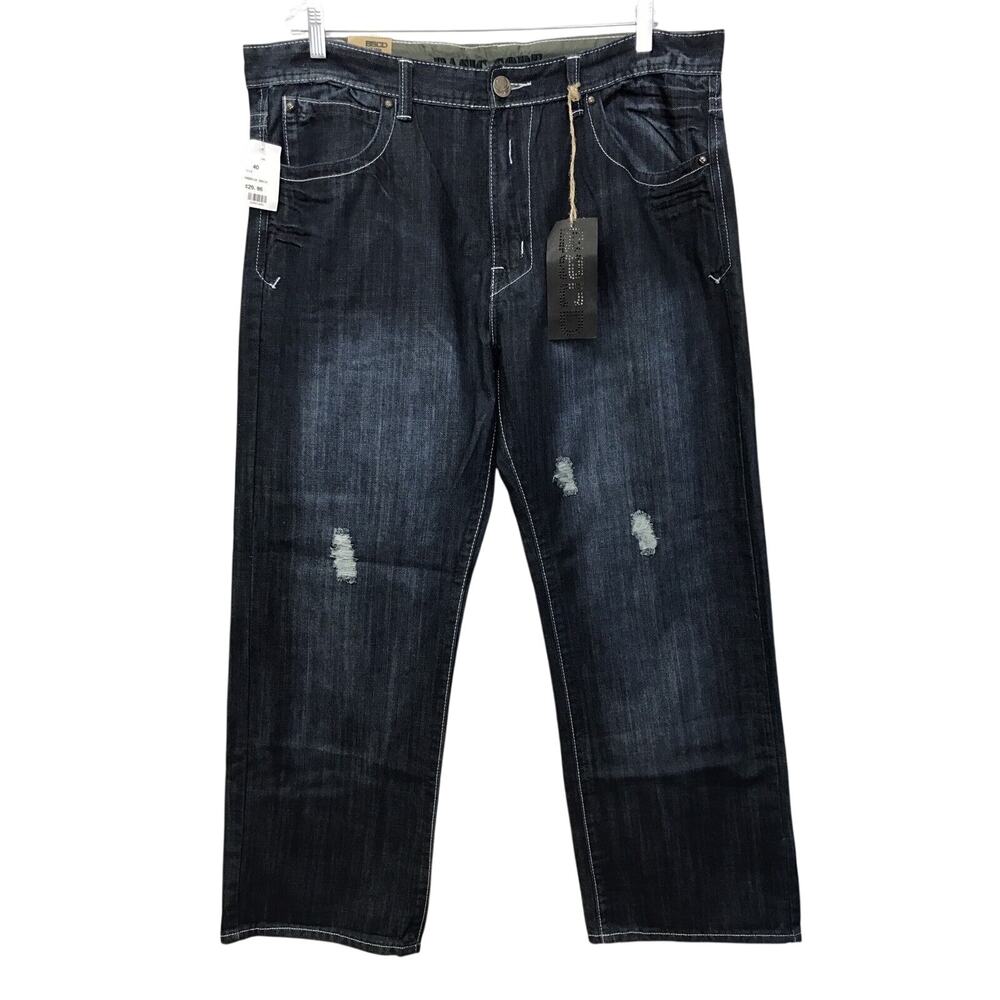 Basic Code Jeans Mens 40 32 Denim Blue Straight